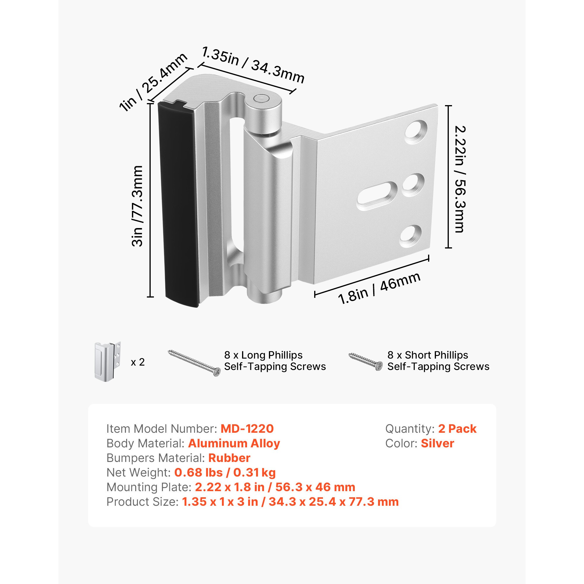 Door Reinforcement Lock Home Security Door Lock 2 Pack With 3 Inch Stop_voghion.com